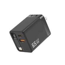 65W GaN Charger with Retractable USB-C Cable — Dual Port A+C