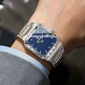 BINBOND Square Men’s Quartz Watch — Date Window, Steel Strap
